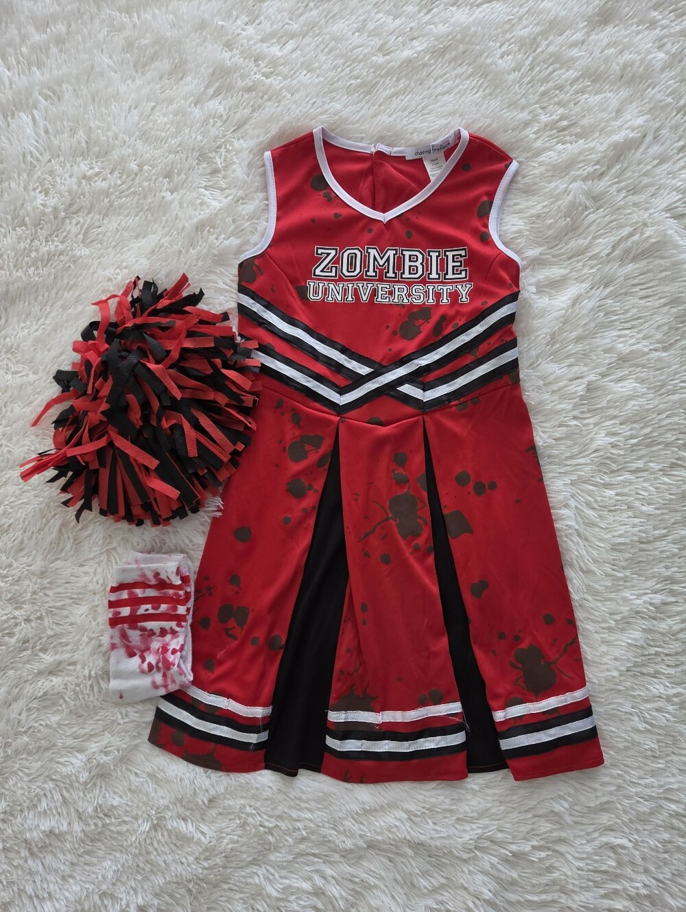 Zombie University Cheerleader Costume Red, White And Black Girls Size 8